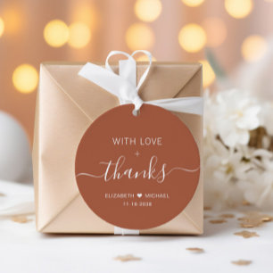 Boho Chic mit Liebe Terrakotta Hochzeit Danke Geschenkanhänger