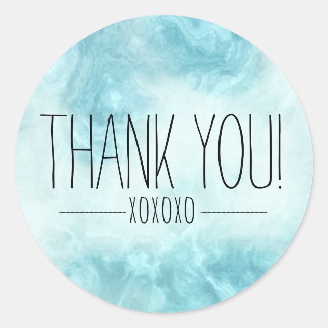 Boho Chic Modern Blue Vielen Dank XOXOXO Runder Aufkleber (Vorderseite)