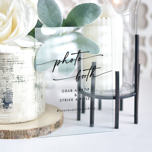 Boho Chic Modern Clear Acrylic Wedding Foto Booth Acrylschild (Boho Chic Modern Clear Acrylic Wedding Photo Booth Acrylic Sign)