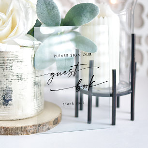 Boho Chic Modern Clear Acrylic Wedding Gästebuch Acrylschild