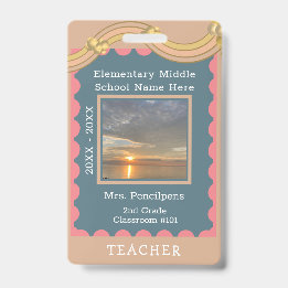 Boho Chic Modern Rainbow Custom Teacher ID Ausweis