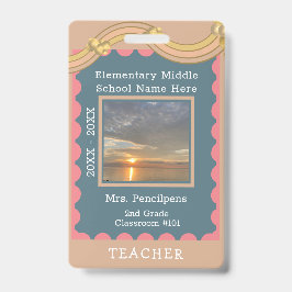 Boho Chic Modern Rainbow Custom Teacher ID Ausweis