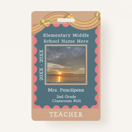 Boho Chic Modern Rainbow Custom Teacher ID Ausweis