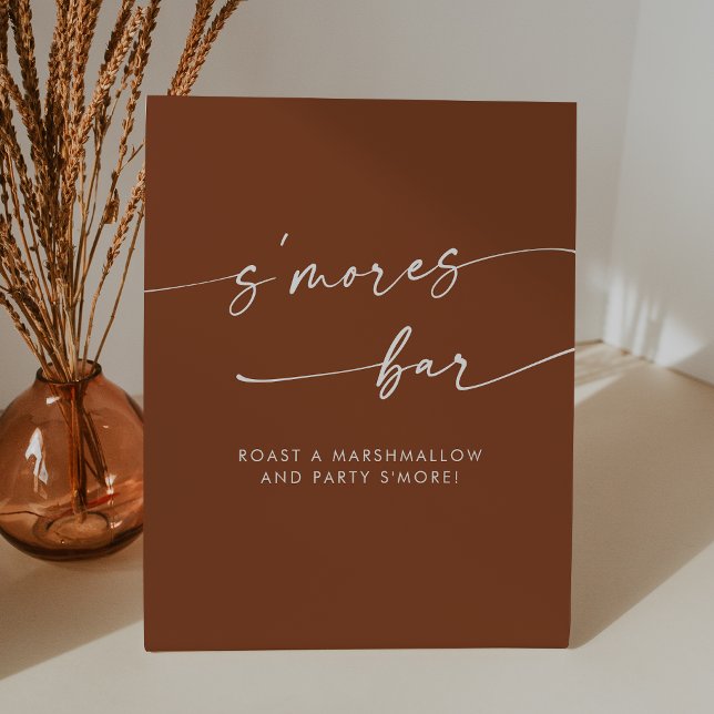 Boho Chic Modern Terracotta Smores Wedding Sockelschild (Boho Chic Modern Terracotta Smores Wedding Pedestal Sign)