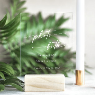 Boho Chic Modern White Clear Wedding Foto Stand Acrylschild