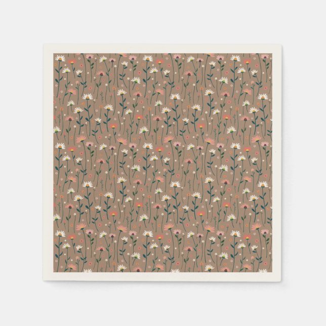 Boho Chic Modern Wildblume Baby in Blütendusche Serviette (Vorderseite)