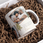Boho Chic Multi Foto Weihnachtsbaum Kaffeetasse<br><div class="desc">Begrüßen Sie Ihre Freunde und Lieben mit dieser modernen,  eleganten Weihnachtsfeier-Tasse mit vier hübschen Fotos Ihrer Familie in einer außergewöhnlichen Kulisse,  die mit handgemalten Aquarellkiefern geschmückt ist. (Die Platzierung Fotos sind von Pexeln fotografiert von Ketut Subiyanto und nur für Probe. Bitte ersetzen Sie es mit Ihrem eigenen.)</div>