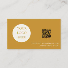 Boho Chic Mustard Calligraphy Script Logo QR Code Visitenkarte