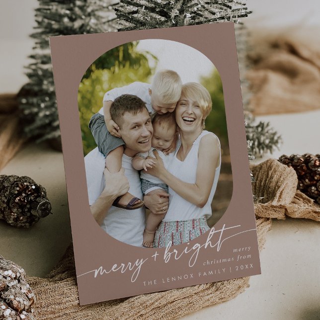 Boho Chic Neutral Merry Bright Foto Weihnachten (Von Creator hochgeladen)