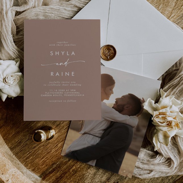 Boho Chic Neutral Taupe Lässiges Foto Hochzeit Einladung (Von Creator hochgeladen)