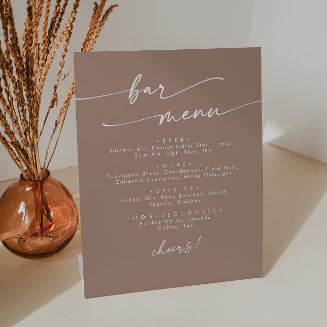 Boho Chic Neutral Taupe Wedding Bar Sockelschild (Von Creator hochgeladen)
