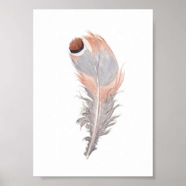 Boho chic oiseau plumes aquarelle impression (Devant)