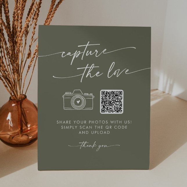 Boho Chic Olive Green Capture the Liebe Wedding Sockelschild (Von Creator hochgeladen)