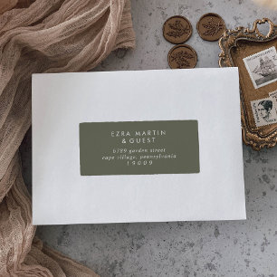 Boho Chic Olive Green Étiquettes de adresse invité