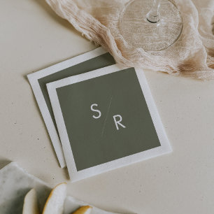 Boho Chic Olive Green Mit Monogramm Napkins Serviette