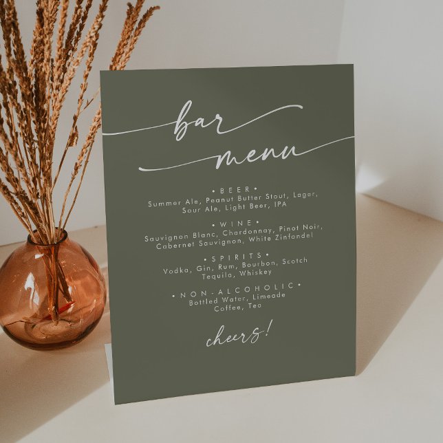 Boho Chic Olive Green Wedding Bar Sockelschild (Von Creator hochgeladen)