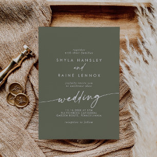 Boho Chic Olive Green Wedding Einladung
