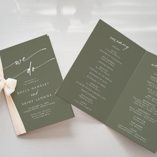 Boho Chic Olive Green wir falten Hochzeit Programm