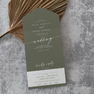 Boho Chic Oliven-Grün-Essenswahl RSVP Hochzeit All In One Einladung