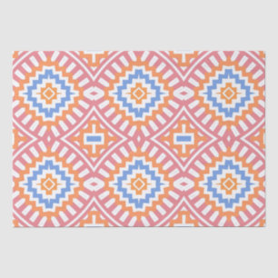 Boho Chic Orange Pink Yellow Ethnic Geometric Seidenpapier