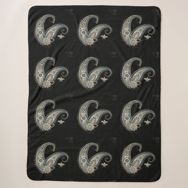 Boho Chic Paisley Seamless Pattern Sherpadecke (Vorderseite)
