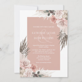 Boho Chic Pampas Grass Dusty Pink Blumenzehen Einladung