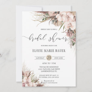 Boho Chic Pampas Grass Orchid Brautparty Einladung