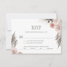 Boho Chic Pampas Grass Pink Sage Blumenhochzeit RSVP Karte