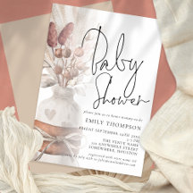 Boho Chic Pampas Grass Script Baby Dusche