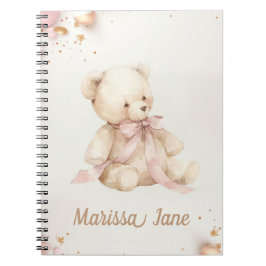 Boho Chic Pastel Pink and Brown Teddy Bear Notizblock