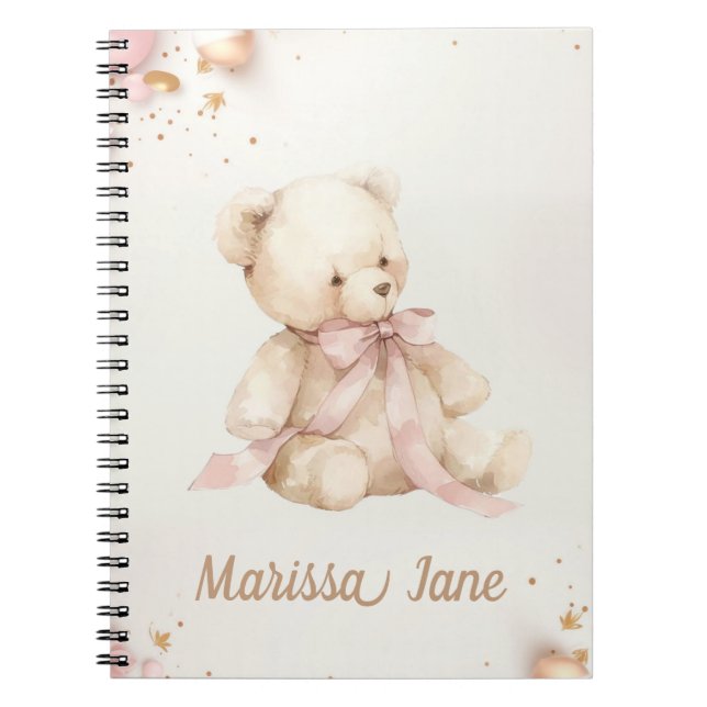Boho Chic Pastel Pink and Brown Teddy Bear Notizblock (Vorderseite)