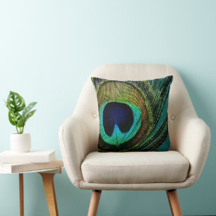 Boho Chic-Pfau-Feder-Fotografie-modernes Foto Kissen