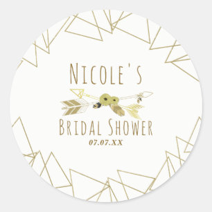 Boho Chic Pfeile & Goldene Geometrische Dreiecke M Runder Aufkleber