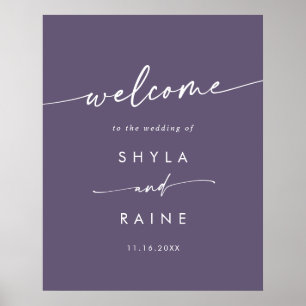 Boho Chic Pflaume Lila DIY Hochzeits-Willkommenssc Poster