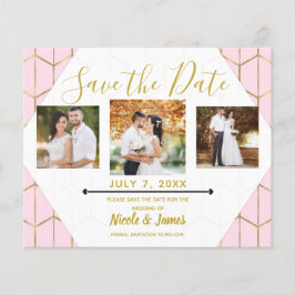 Boho Chic Pink Hexagon Gold Geometric Rett Date