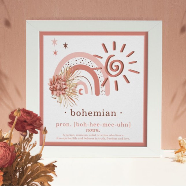 Boho Chic Pink Sun | Bohemische Definition von Reg Poster (Von Creator hochgeladen)