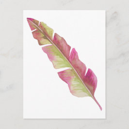 Boho Chic Pink und Grüne Feder Postkarte