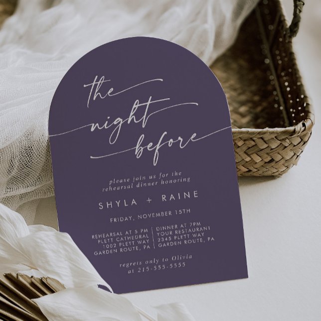 Boho Chic Plum Lila Arch Probe Abendessen Einladung (Von Creator hochgeladen)