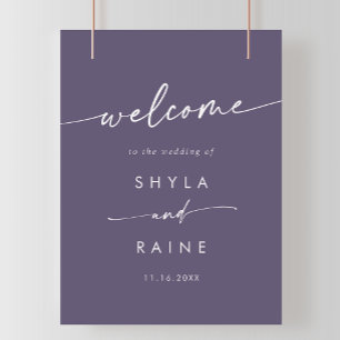 Boho Chic Plum Lila DIY Wedding Willkommenszeichen Poster