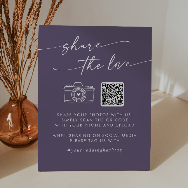 Boho Chic Plum Lila Share Liebe QR Code Sockelschild (Von Creator hochgeladen)