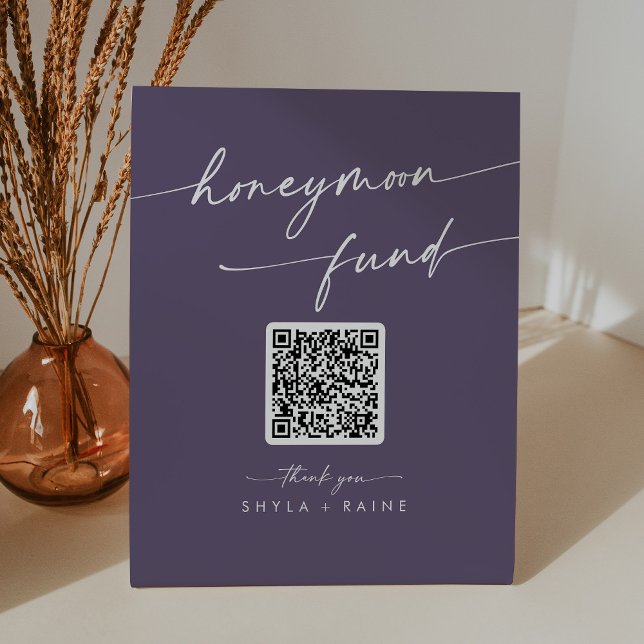 Boho Chic Plum Lila Wedding Honeymoon Fund Sockelschild (Von Creator hochgeladen)