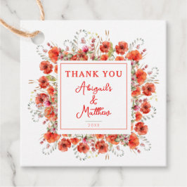 Boho Chic Poppy Blume Hochzeit Vielen Dank Geschenkanhänger