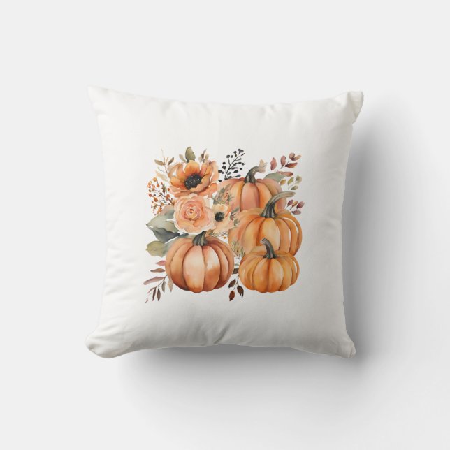 Boho Chic Pumpkin and Floral Patterns Erntedank Kissen (Vorderseite)