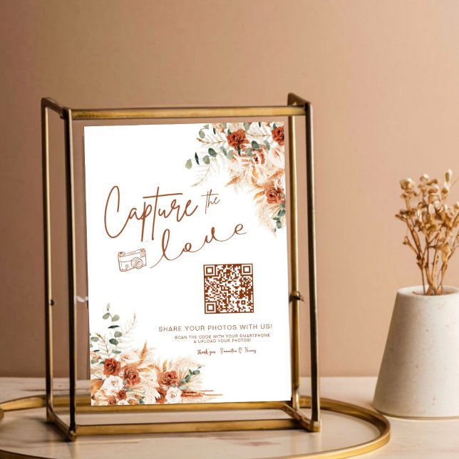 Boho-Chic QR Code Skript Capture die Liebe Hochzei Poster (Von Creator hochgeladen)
