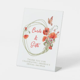 Boho Chic Red Poppies, Bridal Brunch Cards & Gesch Sockelschild