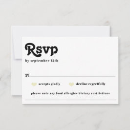 Boho Chic Retro 70's Wedding Food Allergy UAWG RSVP Karte