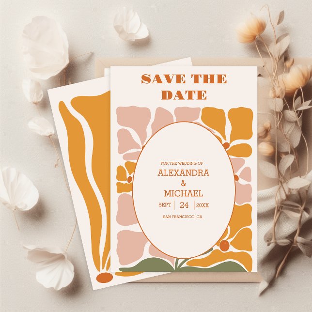 Boho-Chic-Retro-Blumenhochzeit Save The Date (Von Creator hochgeladen)
