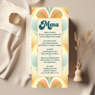 Boho Chic Retro farbenfrohe blumenreiche Hochzeit Menükarte