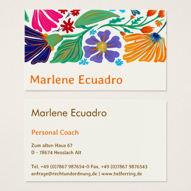 Boho Chic Retro Floral Handgemustertes Muster   (Vorne & Hinten)