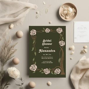 Boho Chic Retro Floral Retro Bridal Sower Einladung